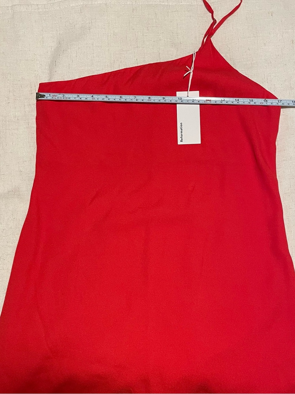 NWT Reformation Orange-Red One Shoulder Asymmetrical Slip Dress Medium - Picture 5 of 6